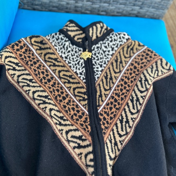 Antonella Preve Sweater Full Zip Animal Print Removable Zipper Pull - Picture 2 of 9
